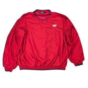 Tri-Mountain Chevrolet Logo Pullover Windshirt Mens 2XL Red V Neck‎ Windbreaker